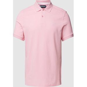 Różowa koszulka polo Barbour w stylu casual z bawełny