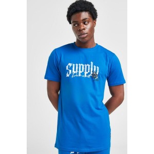 Niebieski t-shirt Supply & Demand w młodzieżowym stylu