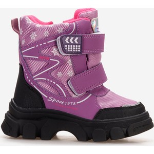 Fioletowe buty dziecięce zimowe Zapatos dla dziewczynek na rzepy