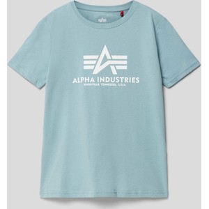 Niebieska koszulka dziecięca Alpha Industries dla chłopców z bawełny