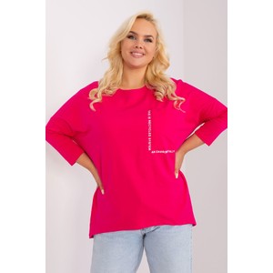 Różowa bluzka Relevance z okrągłym dekoltem z bawełny w stylu casual