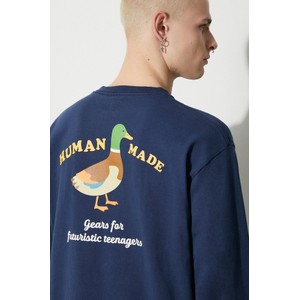 Niebieski t-shirt Human Made z bawełny z krótkim rękawem w młodzieżowym stylu