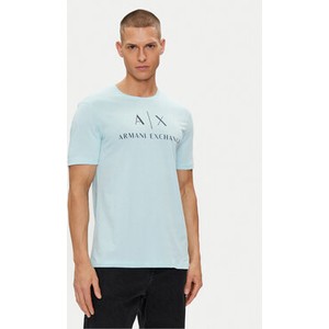 Niebieski t-shirt Armani Exchange z krótkim rękawem w młodzieżowym stylu