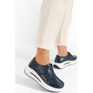 Granatowe półbuty Zapatos na platformie w stylu casual