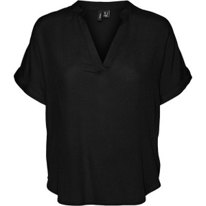 Czarny t-shirt Vero Moda z krótkim rękawem z dekoltem w kształcie litery v w stylu casual