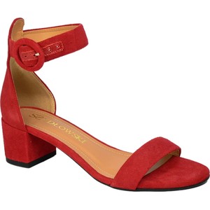 Czerwone sandały Szydłowski z klamrami ze skóry