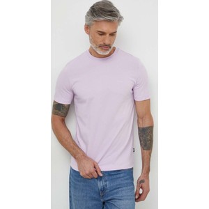 Fioletowy t-shirt Hugo Boss z bawełny z krótkim rękawem