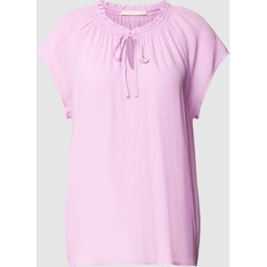 Różowa bluzka Esprit z krótkim rękawem w stylu casual z okrągłym dekoltem
