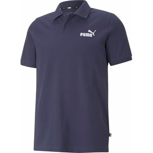 Granatowy t-shirt Puma z krótkim rękawem w stylu klasycznym z bawełny