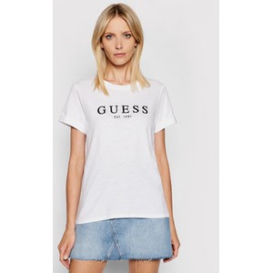 T-shirt Guess z okrągłym dekoltem w młodzieżowym stylu