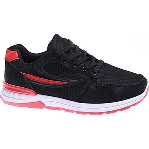 Pantofelek24 Sznurowane męskie buty sportowe Czarno czerwone /D7-3 15744 T382/