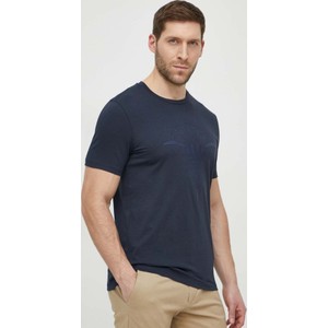 Granatowy t-shirt Joop! z bawełny w stylu casual z krótkim rękawem
