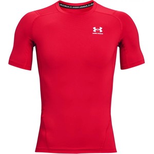 Czerwony t-shirt Under Armour w sportowym stylu z krótkim rękawem