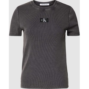Brązowy t-shirt Calvin Klein z bawełny