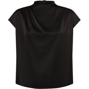 Czarna bluzka Zero z krótkim rękawem z okrągłym dekoltem w stylu casual