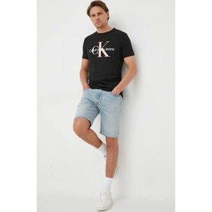 Czarny t-shirt Calvin Klein z bawełny w młodzieżowym stylu z krótkim rękawem