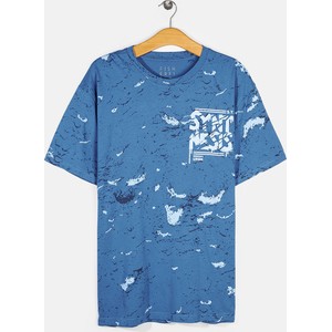 Niebieski t-shirt Gate z nadrukiem z bawełny z krótkim rękawem