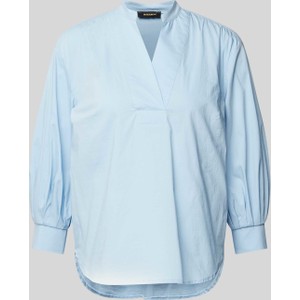 Niebieska bluzka More & More z bawełny w stylu casual