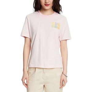 Różowy t-shirt Esprit w młodzieżowym stylu z krótkim rękawem