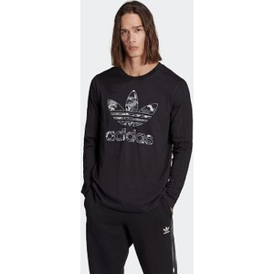 Czarna koszulka z długim rękawem Adidas z bawełny w sportowym stylu