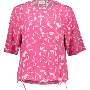Różowa bluzka comma, z okrągłym dekoltem