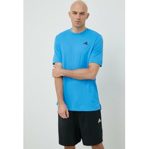 Niebieski t-shirt Adidas Performance z krótkim rękawem