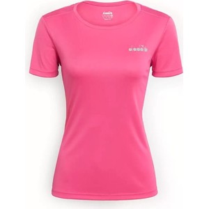 Różowy t-shirt Diadora w sportowym stylu z okrągłym dekoltem