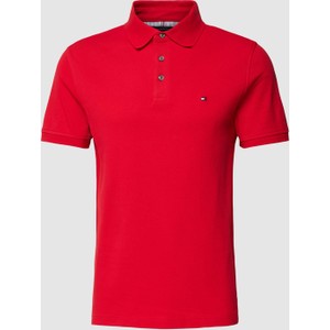 Czerwona koszulka polo Tommy Hilfiger z krótkim rękawem w stylu casual