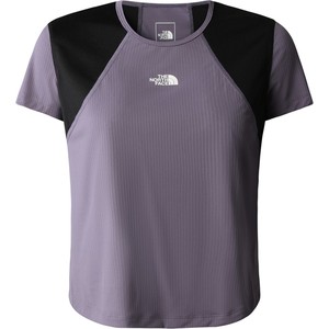 Fioletowy t-shirt The North Face w sportowym stylu z krótkim rękawem