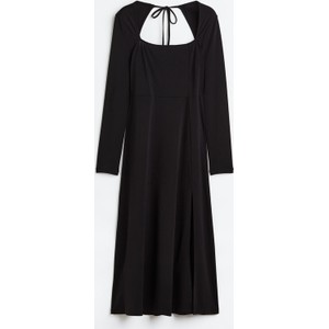 Czarna sukienka H & M w stylu casual z długim rękawem z okrągłym dekoltem