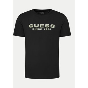 Czarny t-shirt Guess w młodzieżowym stylu z krótkim rękawem