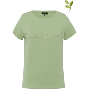 Zielony t-shirt More & More z bawełny z okrągłym dekoltem z krótkim rękawem