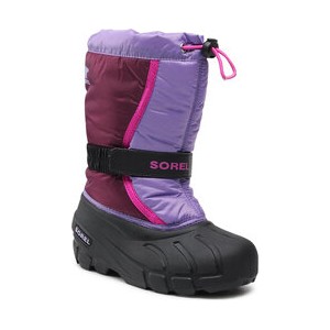 Fioletowe buty dziecięce zimowe Sorel sznurowane