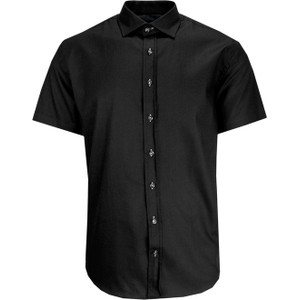 Czarna koszula Quickside z bawełny z klasycznym kołnierzykiem w stylu casual