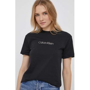 Czarny t-shirt Calvin Klein w młodzieżowym stylu z dzianiny z krótkim rękawem