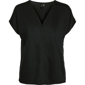 Czarna bluzka Vero Moda z dekoltem w kształcie litery v z krótkim rękawem w stylu casual