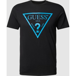 T-shirt Guess z krótkim rękawem z nadrukiem z bawełny