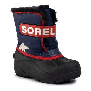 Granatowe buty dziecięce zimowe Sorel z goretexu na rzepy