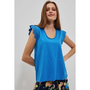 Niebieska bluzka Moodo.pl w stylu casual z krótkim rękawem