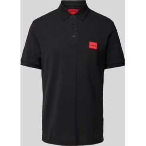 Czarna koszulka polo Hugo Boss w stylu casual z bawełny z krótkim rękawem
