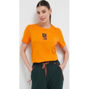 Pomarańczowy t-shirt Mammut z bawełny z krótkim rękawem w sportowym stylu