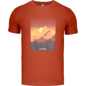 Pomarańczowy t-shirt Alpinus z krótkim rękawem w młodzieżowym stylu