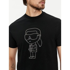 Czarny t-shirt Karl Lagerfeld z krótkim rękawem z nadrukiem