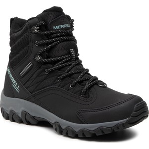 Czarne buty trekkingowe Merrell sznurowane z płaską podeszwą