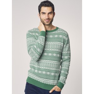 Zielony sweter Ochnik w bożonarodzeniowy wzór