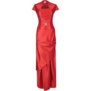 Czerwona sukienka Fokus z krótkim rękawem rozkloszowana
