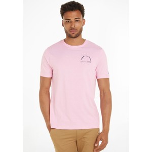 Różowy t-shirt Tommy Hilfiger z bawełny w stylu casual z krótkim rękawem