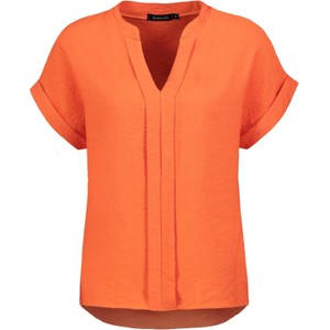 Pomarańczowa bluzka SUBLEVEL w stylu casual z dekoltem w kształcie litery v