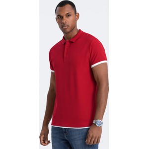 Czerwony t-shirt Ombre w stylu casual z krótkim rękawem