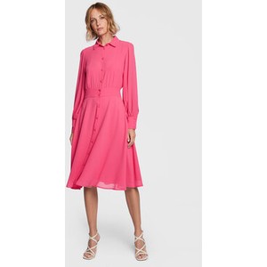 Różowa sukienka Fracomina w stylu casual z długim rękawem koszulowa
